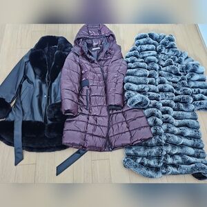 3-Piece Outerwear Bundle | Calvin Klein L + Shein Faux Fur M + Shein Faux M